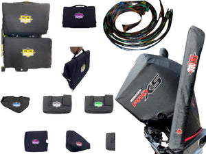 Mercury 4-Stroke Engine Covers, Fishing Rod Sleeves and Trolling Motor Cable Management sleeves and transducer covers.  Graph Covers 