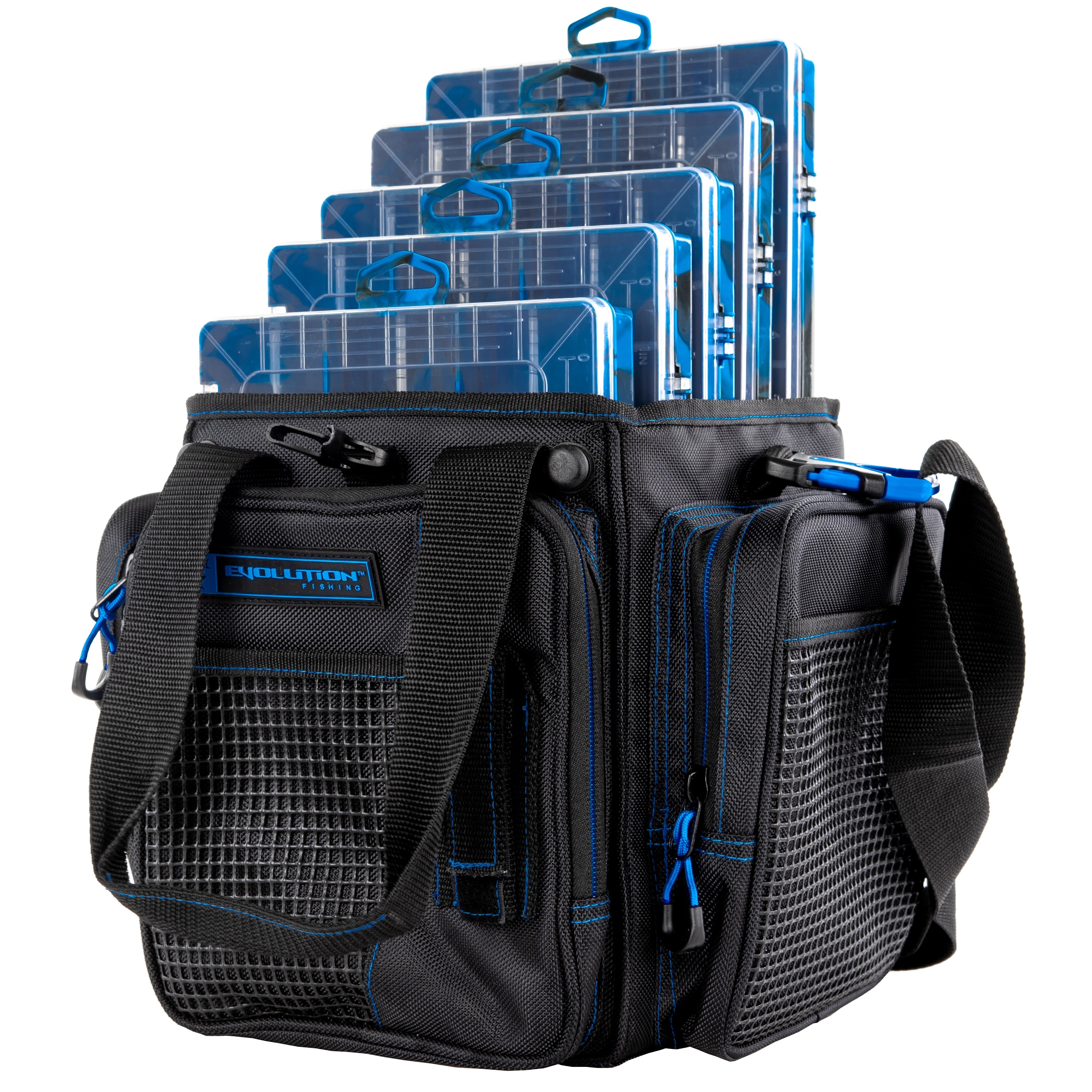 blue tackle bag Vertical 3600 Drift Series Okuma Coldwater A Line Evolution Drift Tackle Sling Size/Color:3 - Chrome fishing lure kits