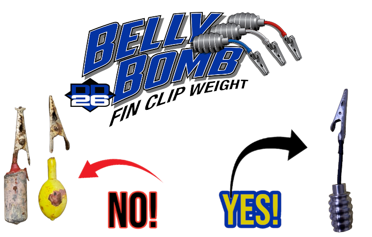Fish Fin Clips DD26 Fishing BELLY BOMB Fin Clip Weights
