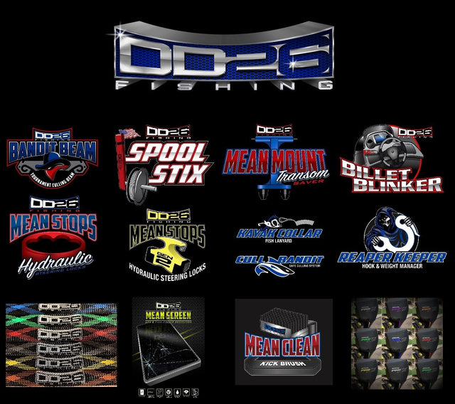 DD26 Fishing provides Motor Totes, Hydraulic Steering Locks, Cull Tags, Spooling Tools, Engine Covers, Rod Sleeves, Trim Blinkers, Graph Protection and More!  