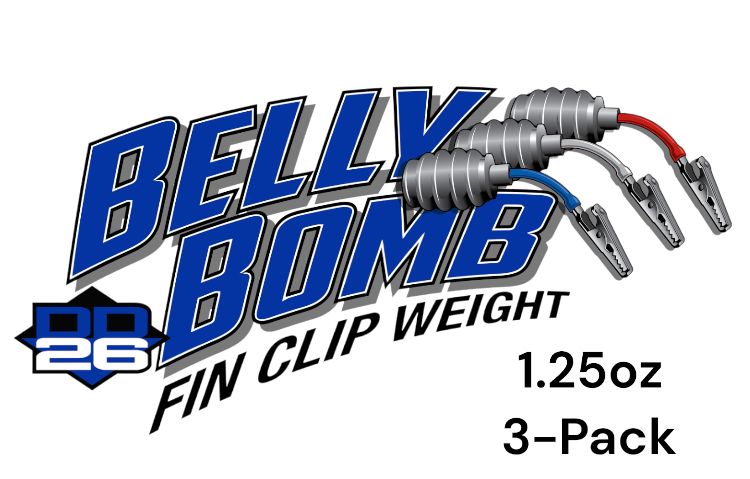 DD26 Fishing Belly Bomb Fin Clip Weights 1.25 Ounce 3-Pack
